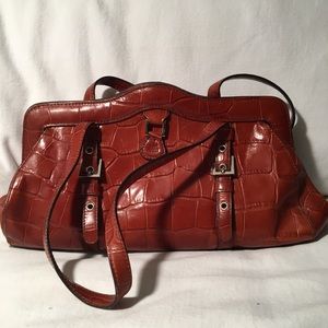 Maxximum “Croc” Embossed Leather Shoulder Bag